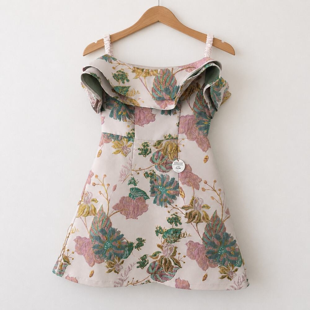 Chi Chi London Jolina Petite Floral Jacquard Mini Dress Size UK 8